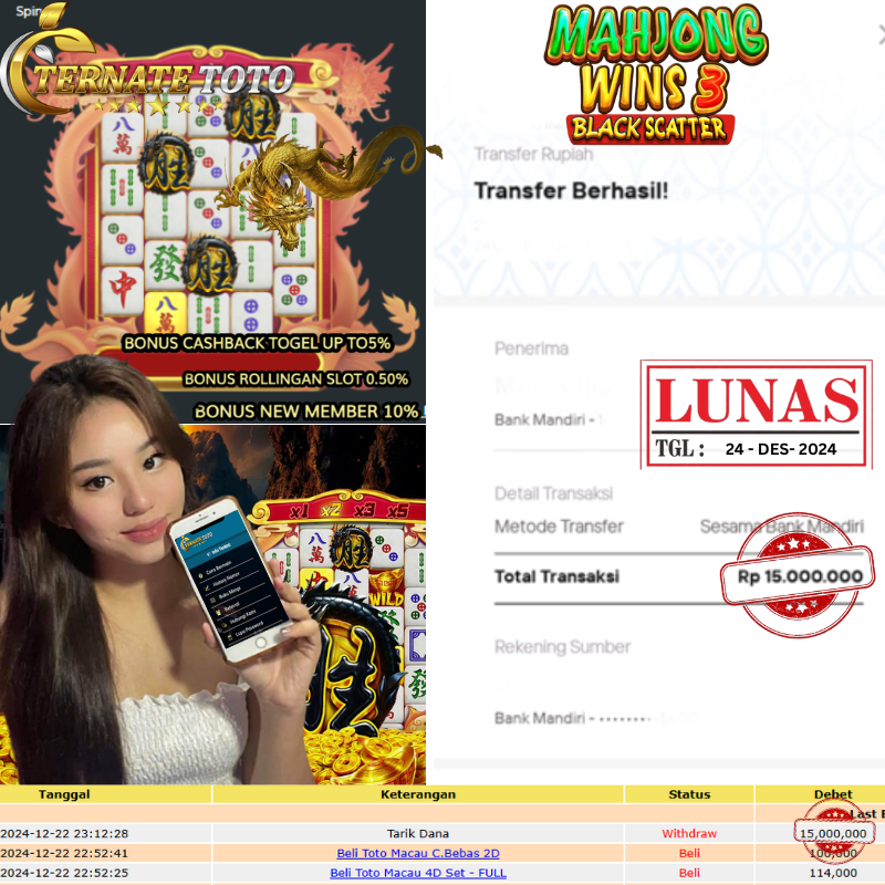 TERNATETOTO - MAHJONG WINS 3  Rp. 15,000,000,-